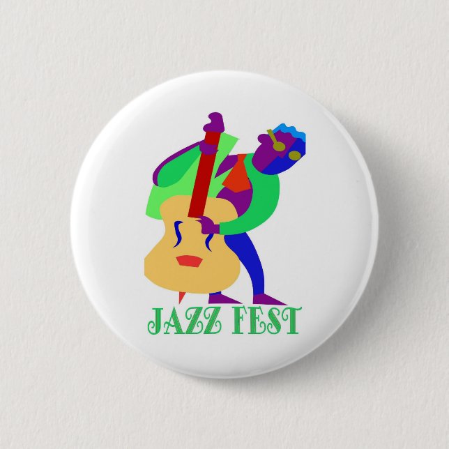 Badge Rond 5 Cm Jazz Fest Blues Man (Devant)