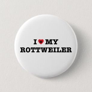Badge Rond 5 Cm J'Coeur Mon Bouton Rottweiler