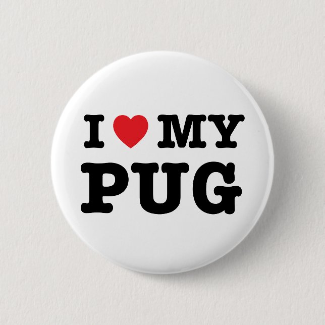 Badge Rond 5 Cm J'Coeur Mon Carlin (Devant)