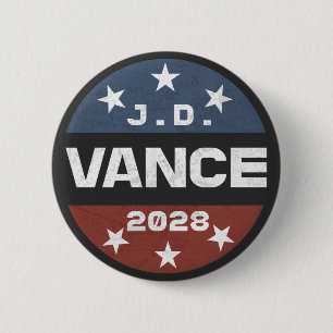 Badge Rond 5 Cm JD Vance 2028 Vance 2028 Rétro Election J.D. Vance