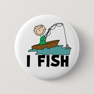 Badge Rond 5 Cm Je chiffre bouton de bâton de poissons