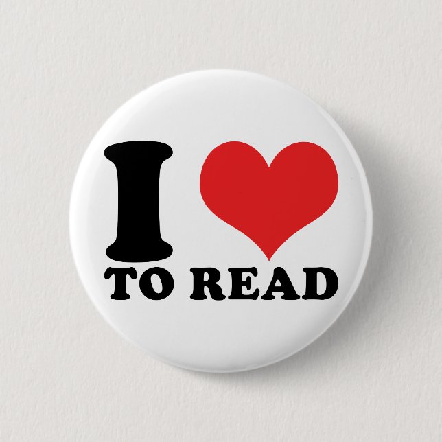 Badge Rond 5 Cm Je Coeur Lire (Devant)