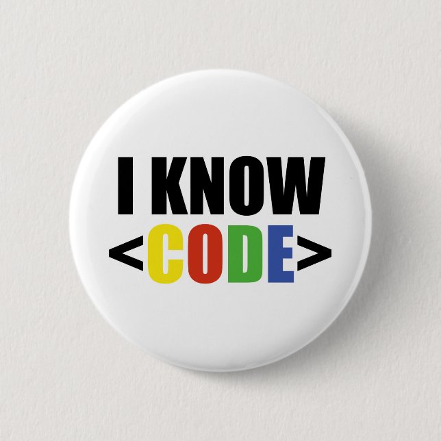 Badge Rond 5 Cm Je connais CODE Drôle Programmeur Codeur Développe (Devant)