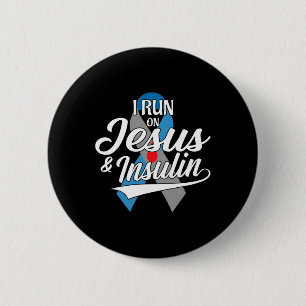 Badge Rond 5 Cm Je Coure Sur Jésus Et L'Insuline Type Un T1D Diabè