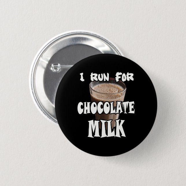 Badge Rond 5 Cm Je cours pour le lait chocolaté Running (Devant & derrière)