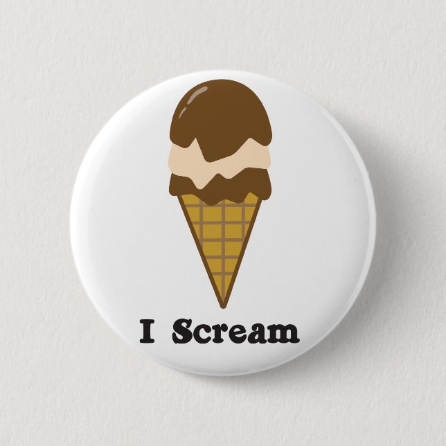 Badge Rond 5 Cm Je crie pour la crème glacée (Devant)