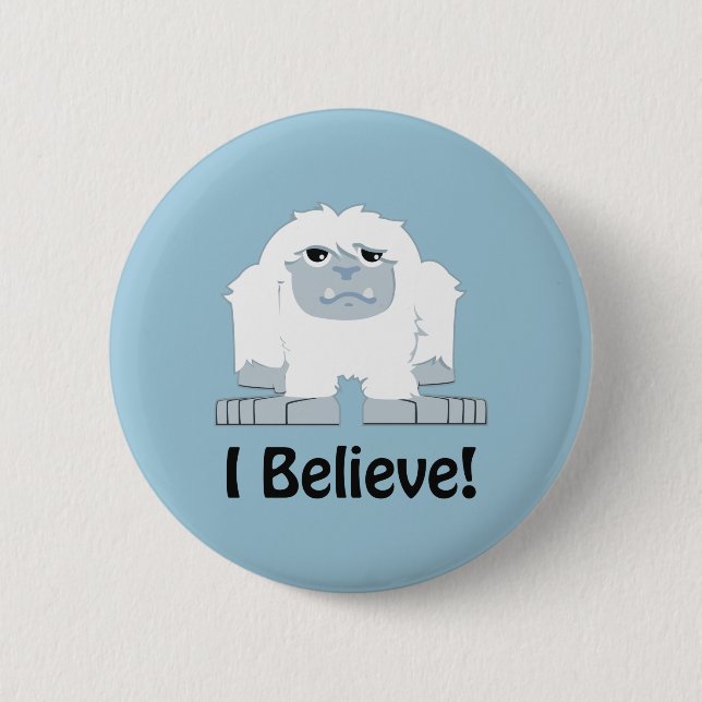Badge Rond 5 Cm Je Crois ! Cute Yeti (Devant)