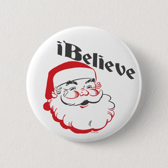 Badge Rond 5 Cm Je crois des boutons de Père Noël (Devant)