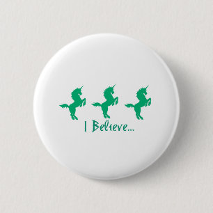 Badge Rond 5 Cm Je crois la conception verte de licorne