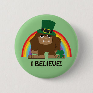 Badge Rond 5 Cm Je Crois ! Leprechaun Bigfoot