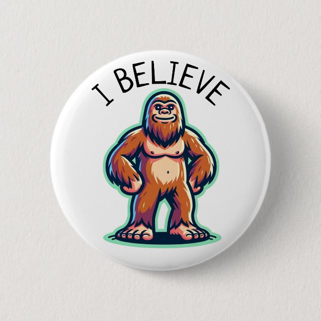 Badge Rond 5 Cm Je Crois Sasquatch Bigfoot (Devant)