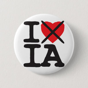Badge Rond 5 Cm Je déteste IA - Iowa