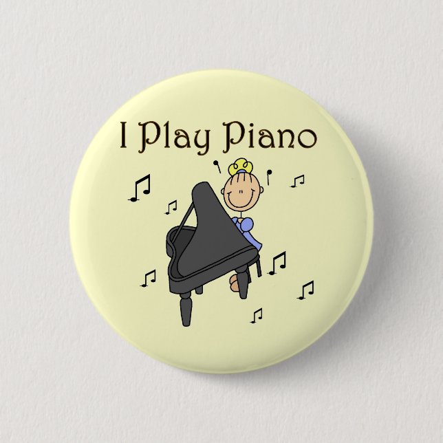 Badge Rond 5 Cm Je joue le T-shirts et les cadeaux de piano (Devant)