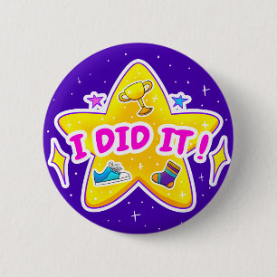 Badge Rond 5 Cm Je L'Ai Fait - 2 1/4" Insigne Rond - Bouton Bleu