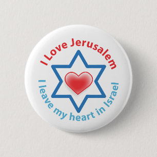 Badge Rond 5 Cm Je laisse mon coeur en Israël - amour Jérusalem