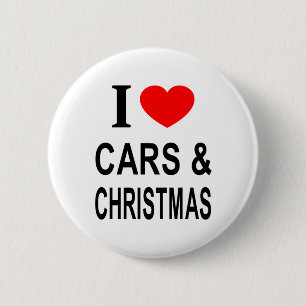 Badge Rond 5 Cm Je ❤️ les VOITURES & NOËL J'AIME les VOITURES & NO