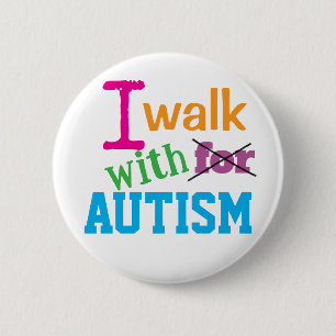 Badge Rond 5 Cm Je marche avec l'autisme - Épinglette colorée de s