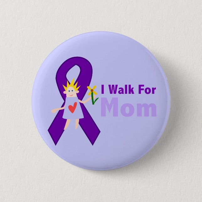 Badge Rond 5 Cm Je marche pour le cadeau d'Alzheimer de maman (Devant)