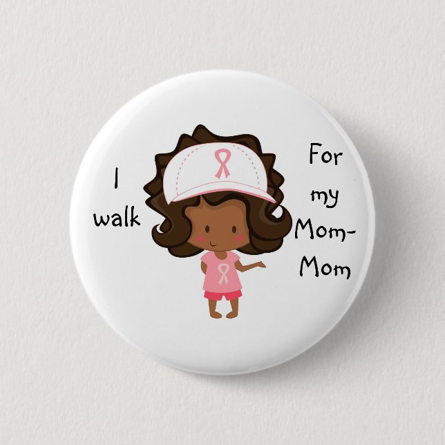 Badge Rond 5 Cm Je marche pour mon bouton de Cancer personnalisé (Devant)