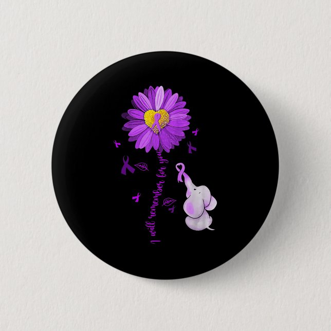 Badge Rond 5 Cm Je me souviendrai pour vous Elephant Alzheimer's A (Devant)