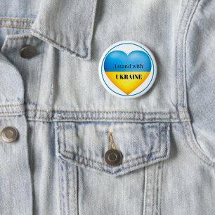Badge Rond 5 Cm Je me tiens avec l'Ukraine Bouton bleu jaune éping