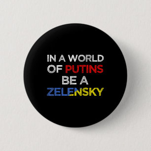 Badge Rond 5 Cm Je me tiens avec l'Ukraine dans un monde de Poutin