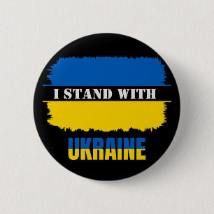 Badge Rond 5 Cm Je me tiens avec l'Ukraine Distressed Classic Roun