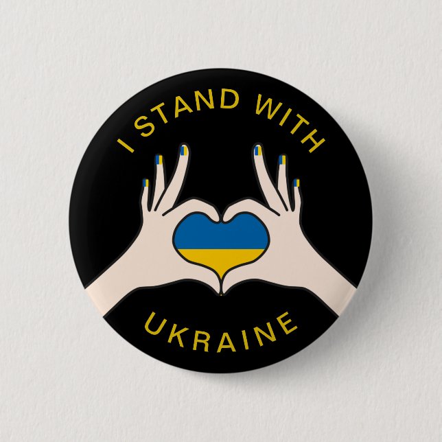 Badge Rond 5 Cm Je me tiens avec l'Ukraine Ukrainienne drapeau Coe (Devant)