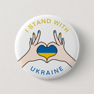 Badge Rond 5 Cm Je me tiens avec l'Ukraine Ukrainienne drapeau Coe