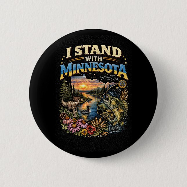 Badge Rond 5 Cm Je me tiens avec Minnesota (Devant)