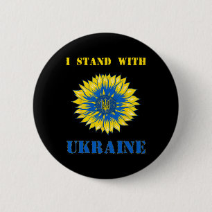 Badge Rond 5 Cm Je me tiens avec Ukraine tournesol rétro floral uk