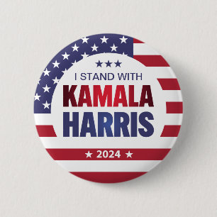 Badge Rond 5 Cm Je Me Trouve Avec Le Bouton Kamala Harris Blue Red