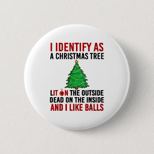 Badge Rond 5 Cm Je m'identifie comme un arbre de Noël allumé à l'e