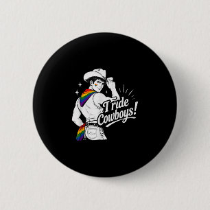 Badge Rond 5 Cm Je monte la fierté de cowboy gay arc-en-ciel lesbi