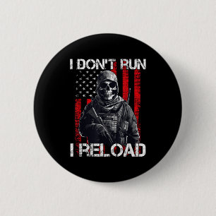 Badge Rond 5 Cm Je ne cours pas, je recharge, drapeau américain po
