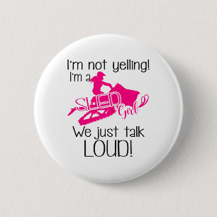 Badge Rond 5 Cm Je ne hurle pas Je suis une fille de traîneau, on 