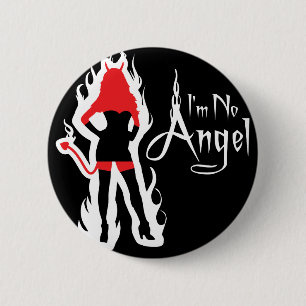 Badge Rond 5 Cm Je ne suis aucun bouton de noir d'ange (flammes)