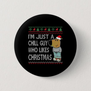 Badge Rond 5 Cm Je ne suis qu'un type qui aime Noël amusant laid