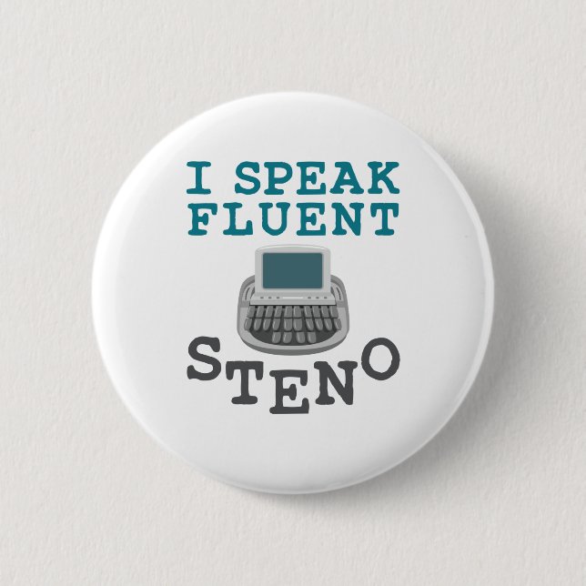Badge Rond 5 Cm Je parle Fluent Steno Court Reporter Stenographer (Devant)