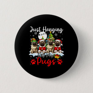 Badge Rond 5 Cm Je Passe Juste Avec Mes Carlins Noël Trois Chiens