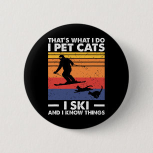 Badge Rond 5 Cm Je Pet Chats Je Ski Et Je Connais Les Choses