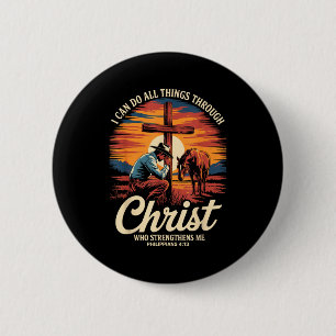 Badge Rond 5 Cm Je peux faire toutes choses par Christ Cowboy chré