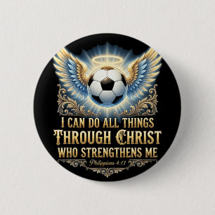 Badge Rond 5 Cm Je peux faire toutes choses par Christ Football Fo