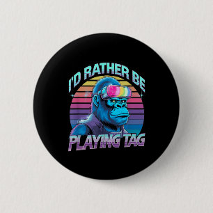 Badge Rond 5 Cm Je Plais Plutôt Jouer Tag Gorilla Vr Gamer Gorilla