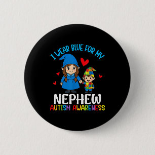 Badge Rond 5 Cm Je Porte Bleu Pour Mon Neveu Sensibilisation à l'A
