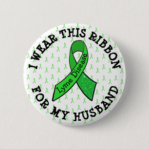 Badge Rond 5 Cm Je porte ce ruban pour mon mari Lyme Bouton
