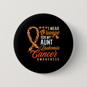 Badge Rond 5 Cm Je Porte De L'Orange Pour Ma Tante Leucémie Cancer