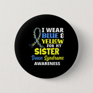 Badge Rond 5 Cm Je Porte Du Bleu Et Du Jaune Pour Mon Syndrome Soe