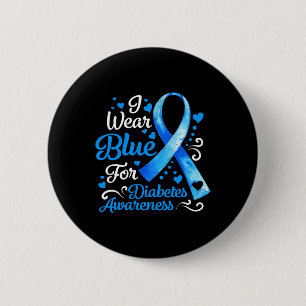 Badge Rond 5 Cm Je Porte Du Bleu Pour La Sensibilisation Au Diabèt