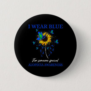 Badge Rond 5 Cm Je Porte Du Bleu Pour Le Tournesol De Sensibilisat